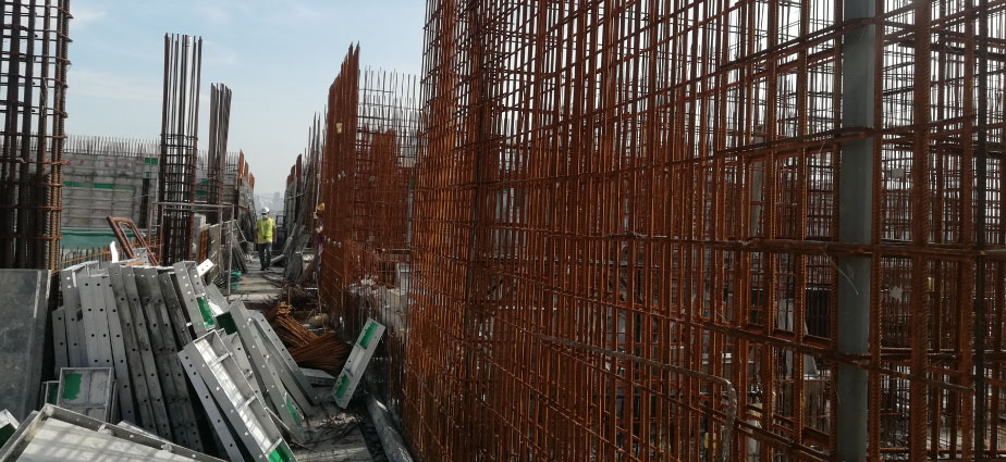 BLOCK B-ZONE 13 LEVEL 9 - WALL REBAR COMPLETED